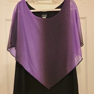 Lollol Purple Ombre Top Black Tank With Sheer Simmer Overlay 3X (17/18)